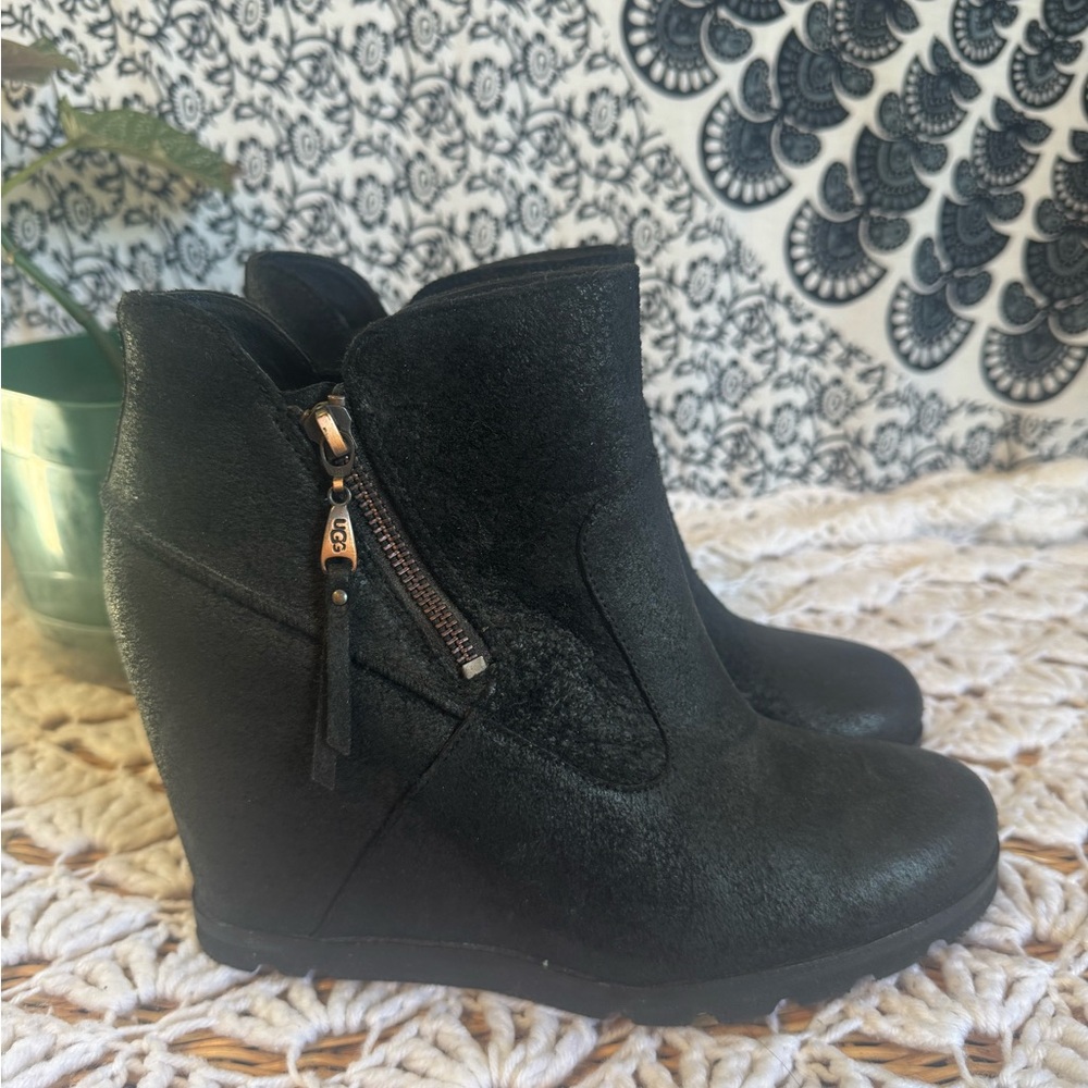 UGG Black Wedge Boots - Picture 7 of 8